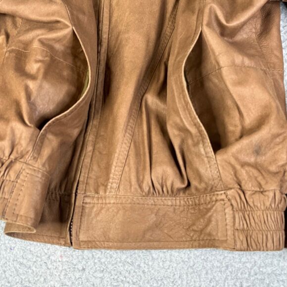 Remy Bomber Leather Jacket Mens 42 Tan Brown Suede Full Zip Lined USA Vintage - Picture 13 of 16